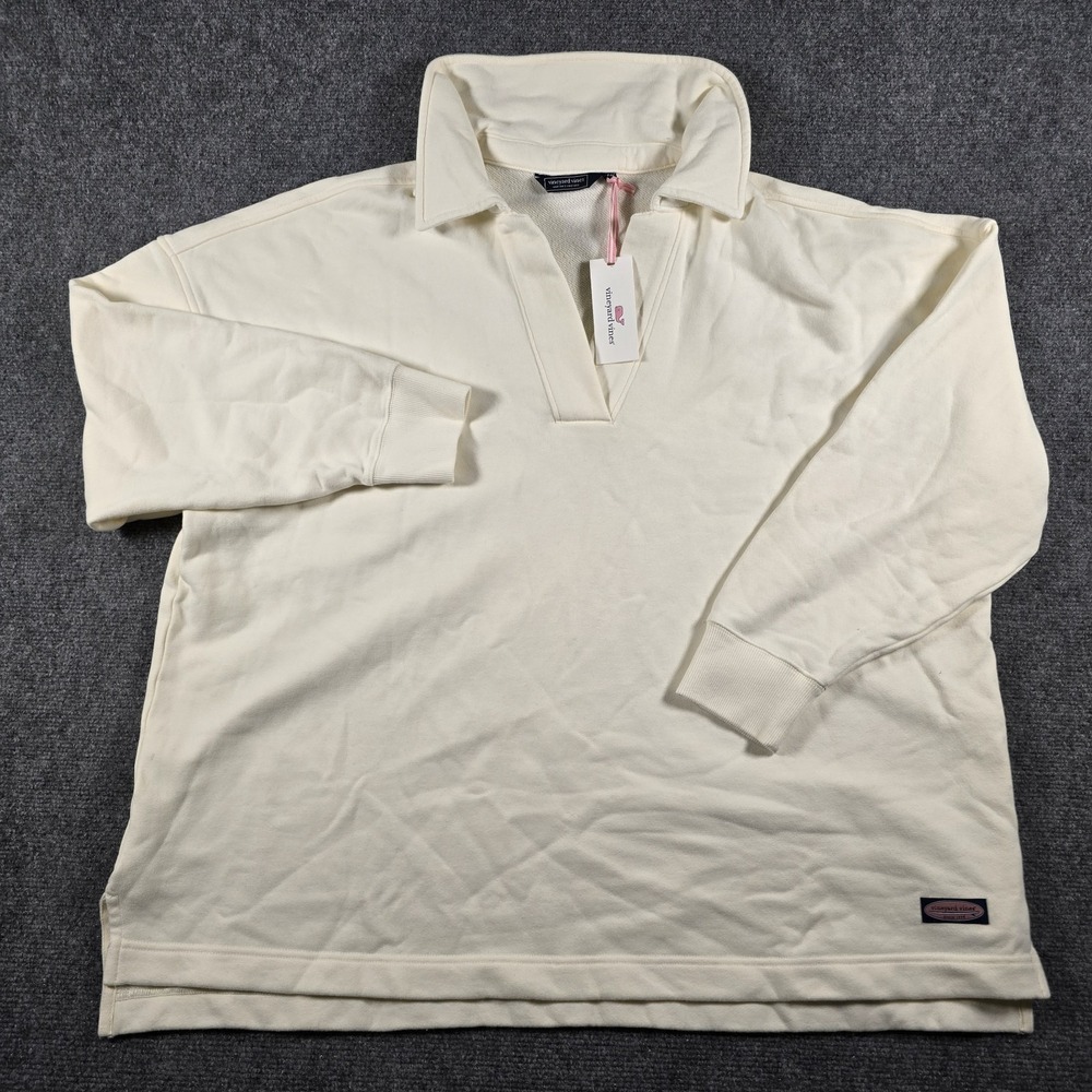 NWT Vineyard Vines Women's Cam Sweatshirt Marshmallow Rugby Collar XXL $128